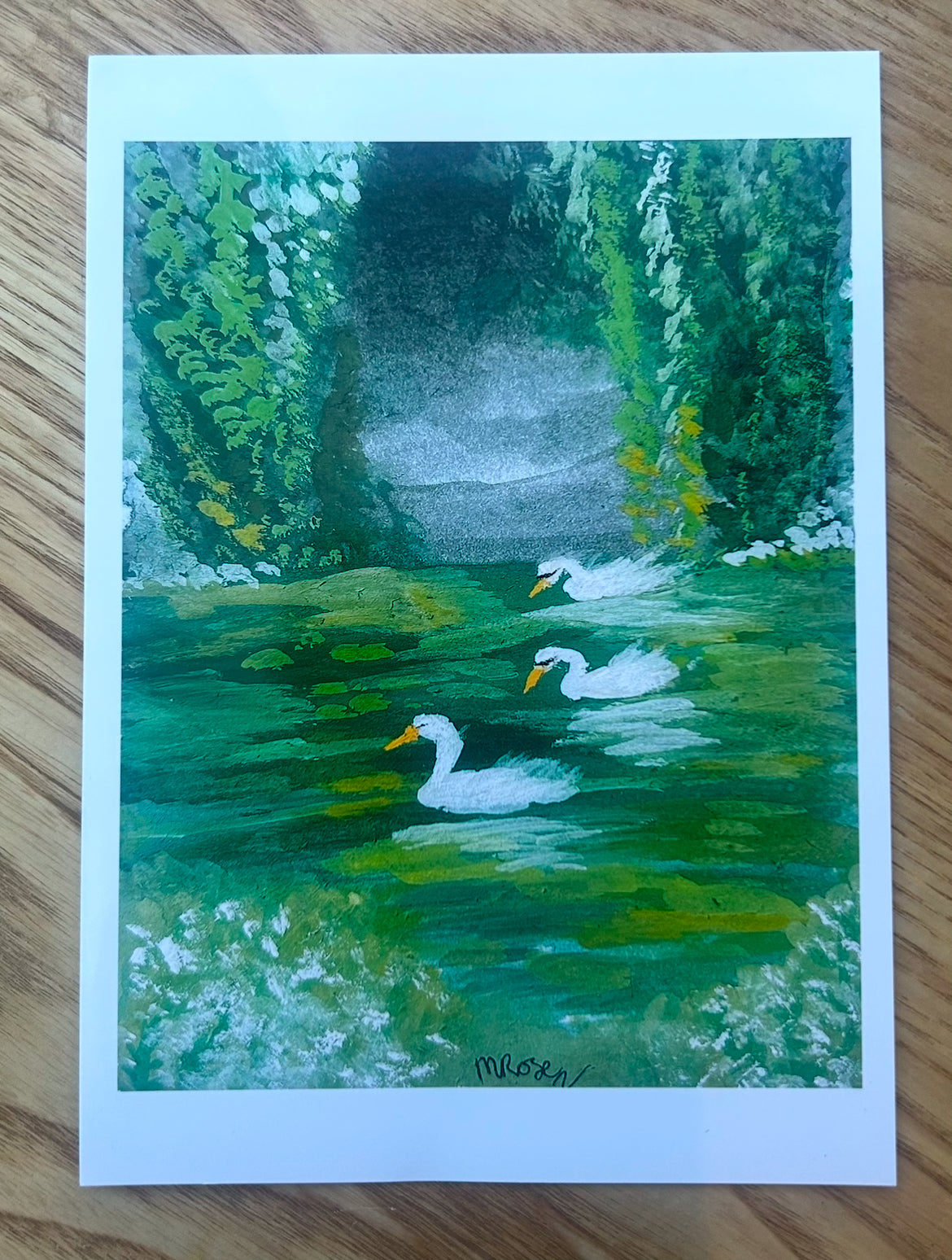 5” x 7” Swans In A Lake Art Print